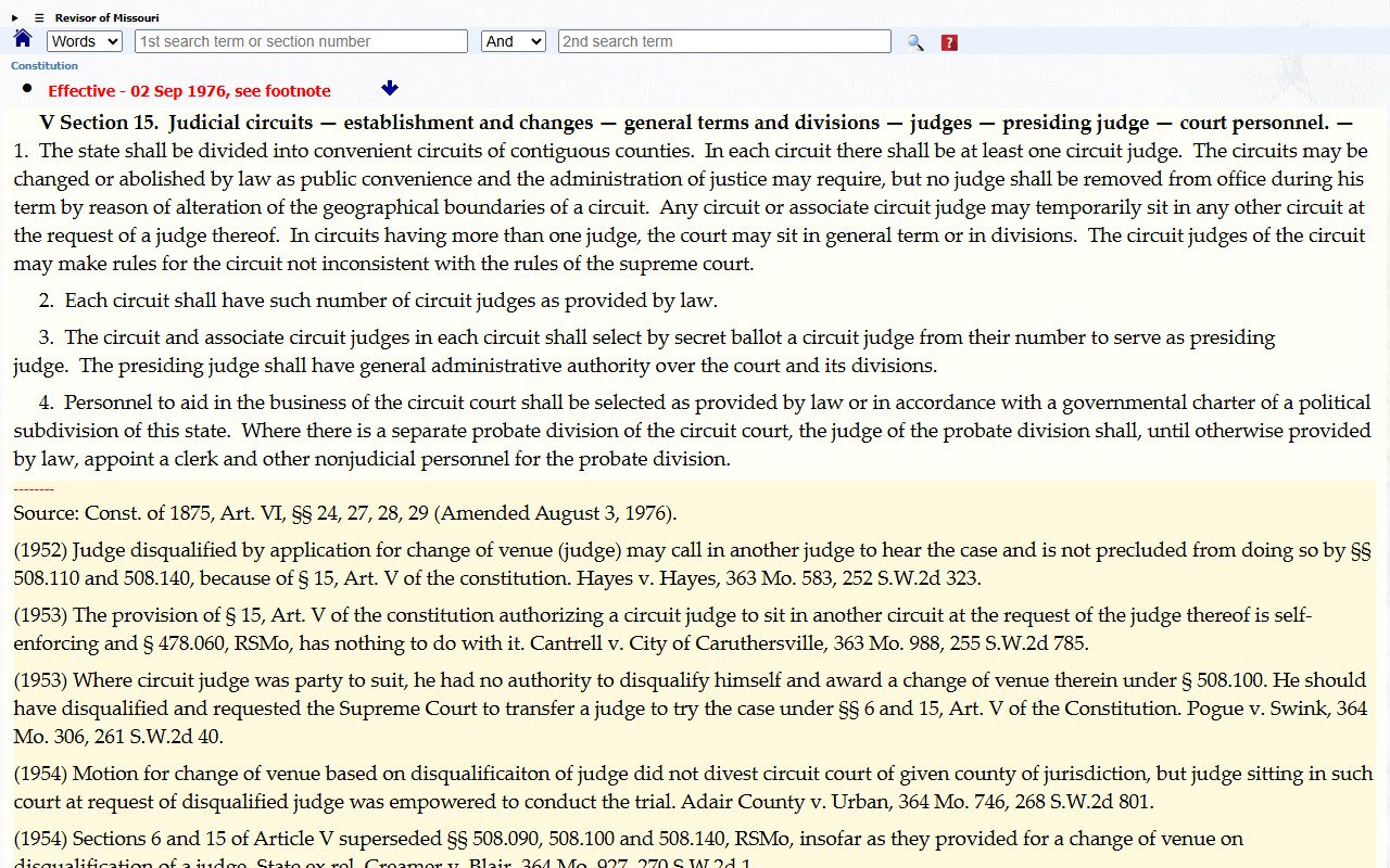 Pike County court dockets Missouri judicial circuits provision