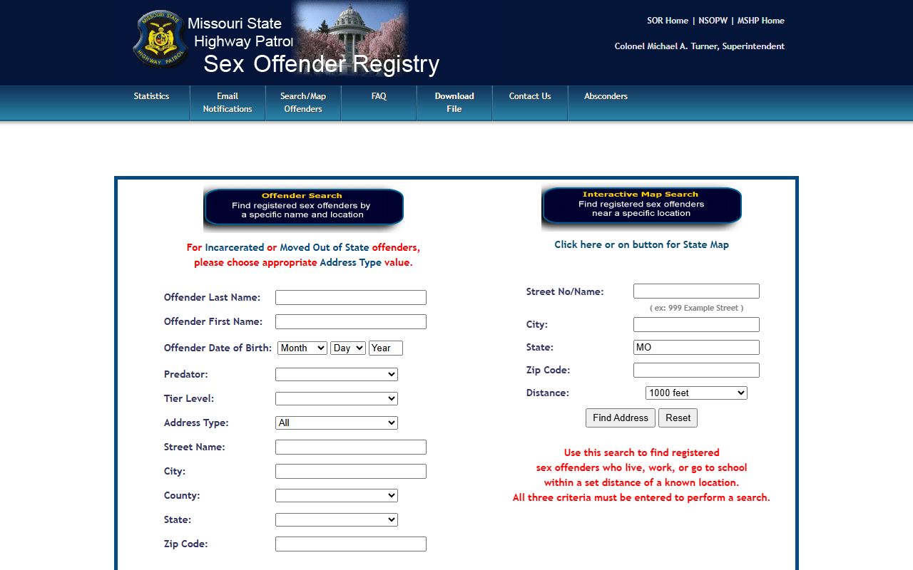 Pike County criminal court records Missouri sex offender registry search