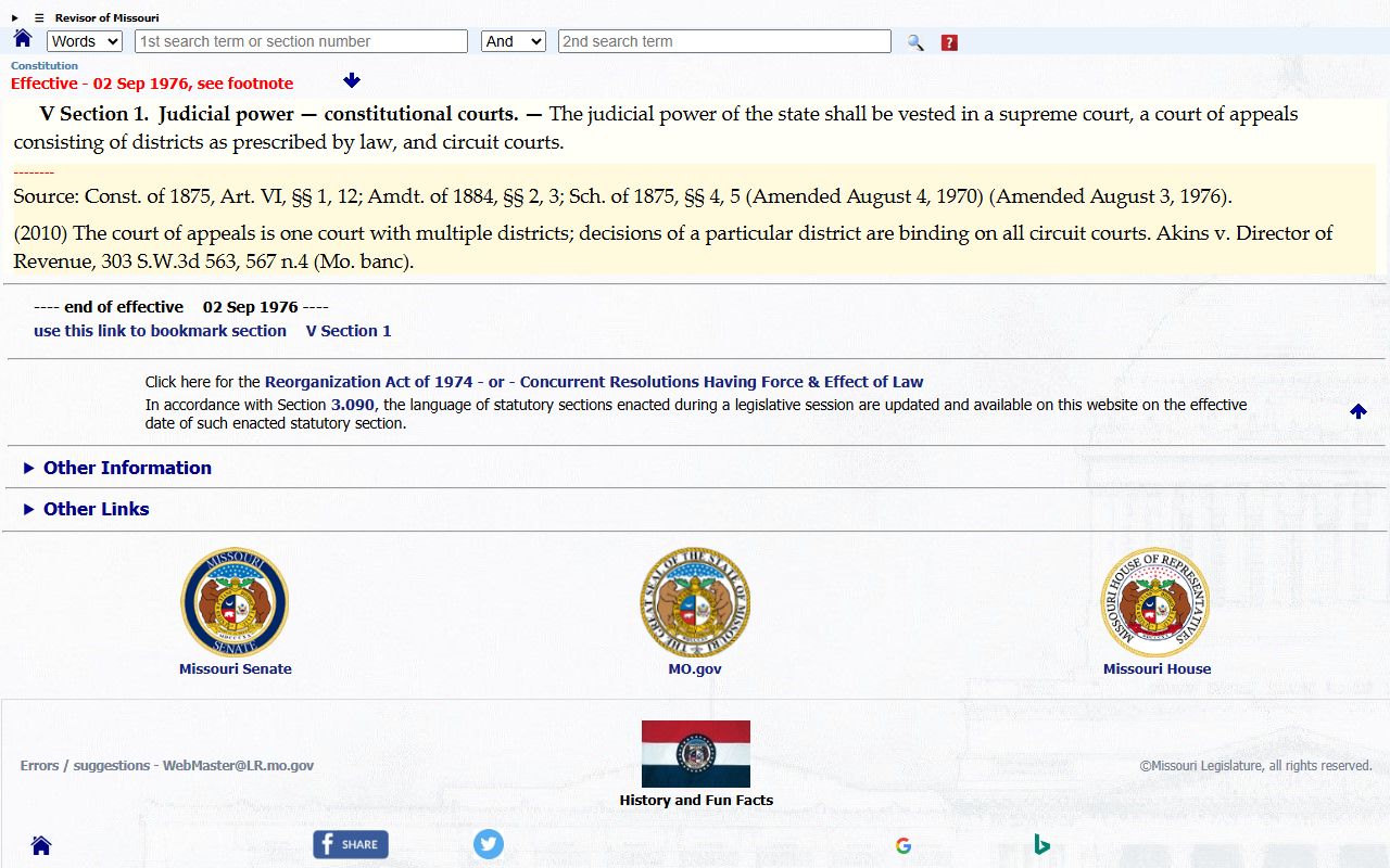 Pike County Circuit Court records Missouri judicial power statute