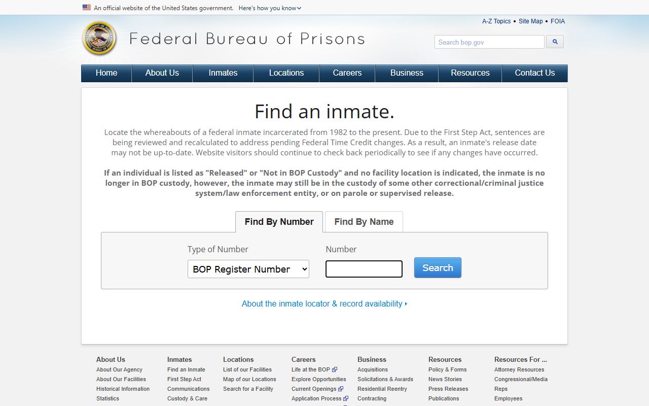 Pike County inmate records federal Bureau of Prisons locator source