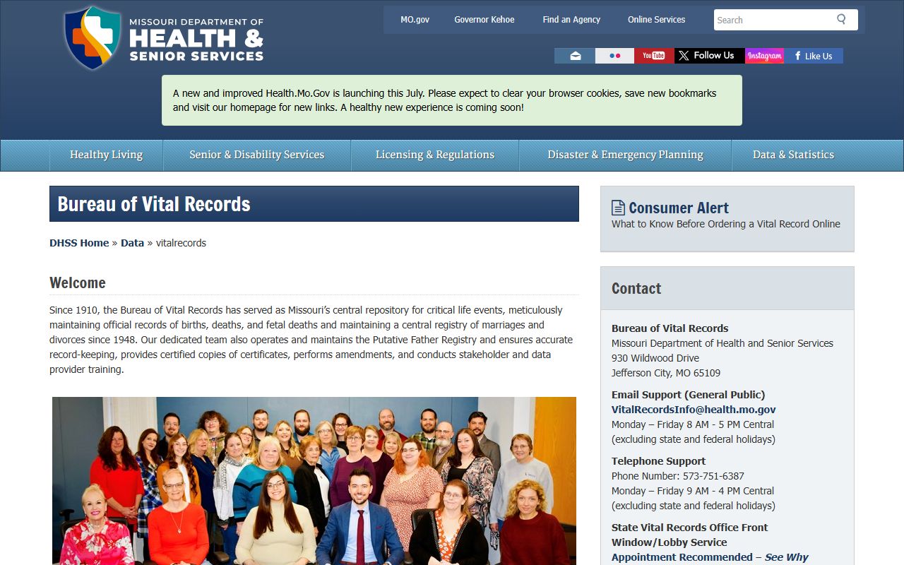 Pike County marriage and divorce records Missouri DHSS vital records page