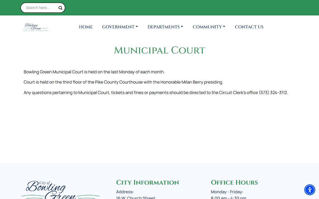 Pike County traffic court records Bowling Green Municipal Court source